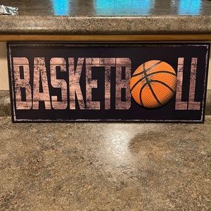 Basketball sign and basketball is raised on the sign, 19” x 8” NEW